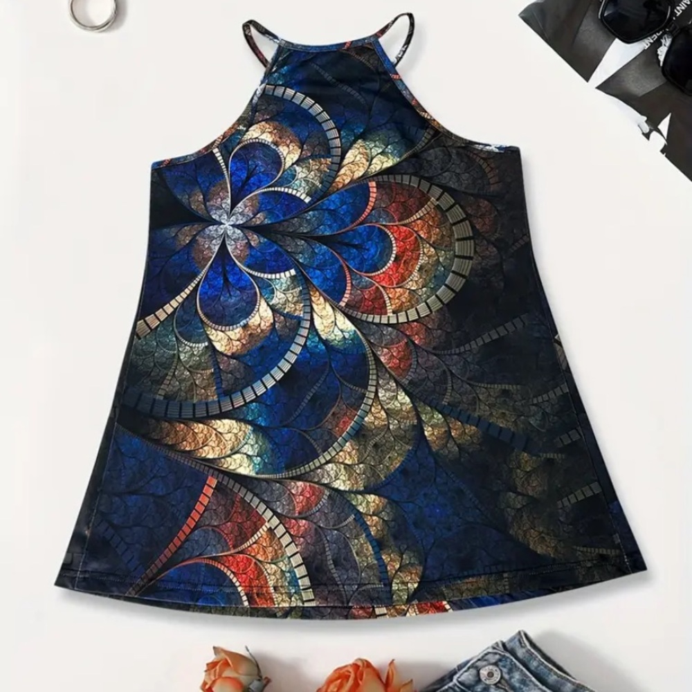 Colorful Abstract Halter Top - Picture 3 of 9